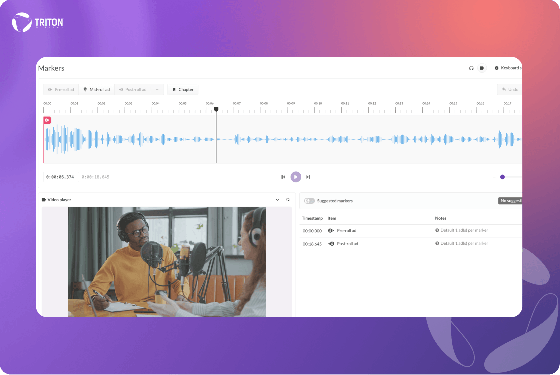 Screenshot of marking podcast for editing