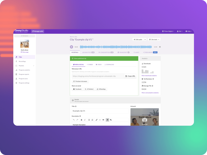 Triton Omny Studio interface